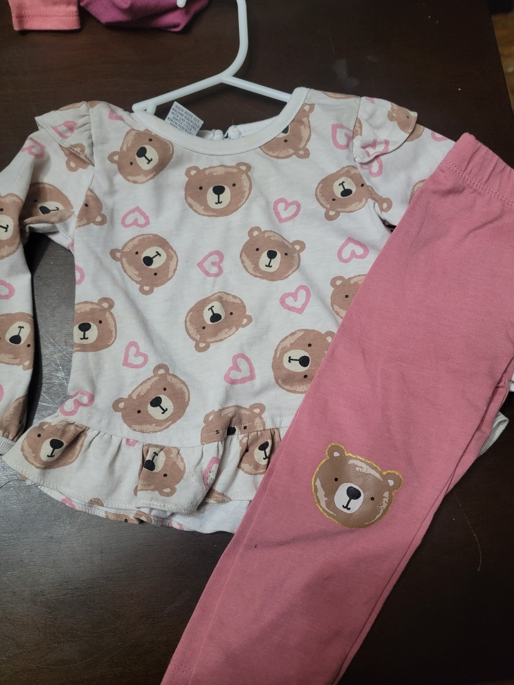 Girls Pink Bear Print  Set